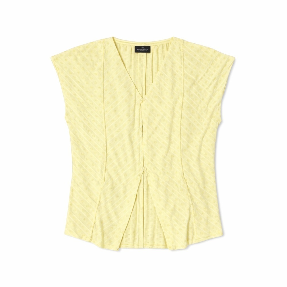 Tribal Light Yellow Sleeveless Blouse - Picture 2 of 2